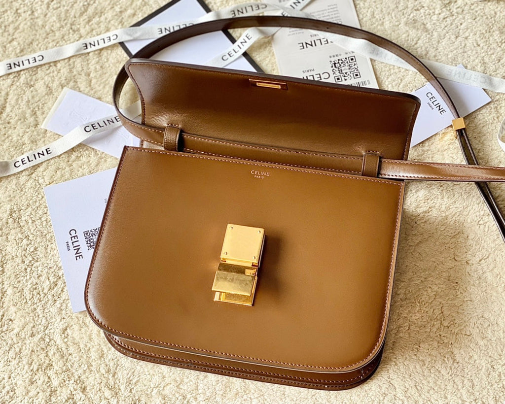 CELINE MEDIUM CLASSIQUE BAG 24CM GOLD CALFSKIN