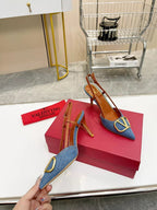 Valentino Slingback Pump Demin Blue Demin Fabric 239598