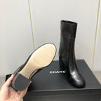 HIGH HEEL ANKLE BOOTS IN BLACK CALFSKIN