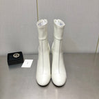 HIGH HEEL ANKLE BOOTS IN WHITE CALFSKIN