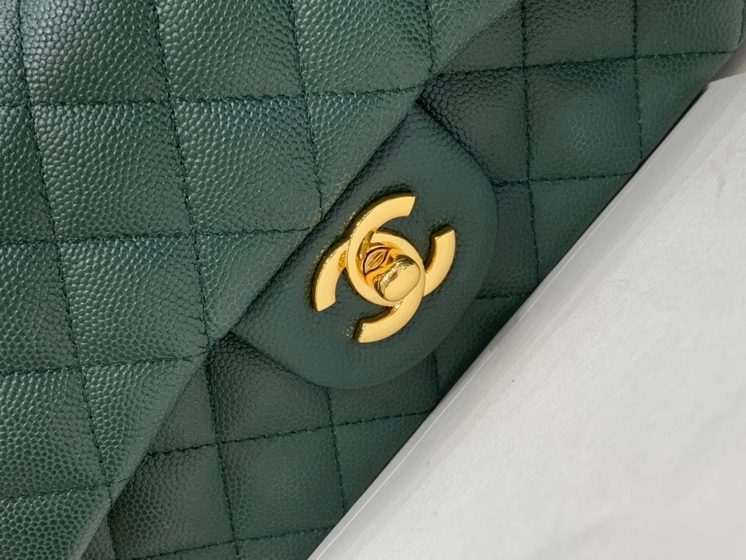 flap bag mini 20cm dark blue green caviar gold hardware