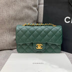 flap bag mini 20cm dark blue green caviar gold hardware