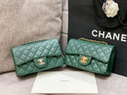 flap bag mini 20cm dark blue green caviar gold hardware