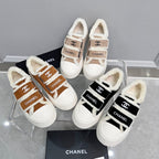 CC Sneaker Thick-Soled White Brown Suede Wool Lining Fleece