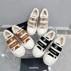 CC Sneaker Thick-Soled White Black Suede Wool Lining Fleece