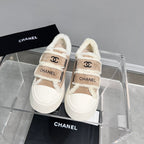 CC Sneaker Thick-Soled White Beige Suede Wool Lining Fleece
