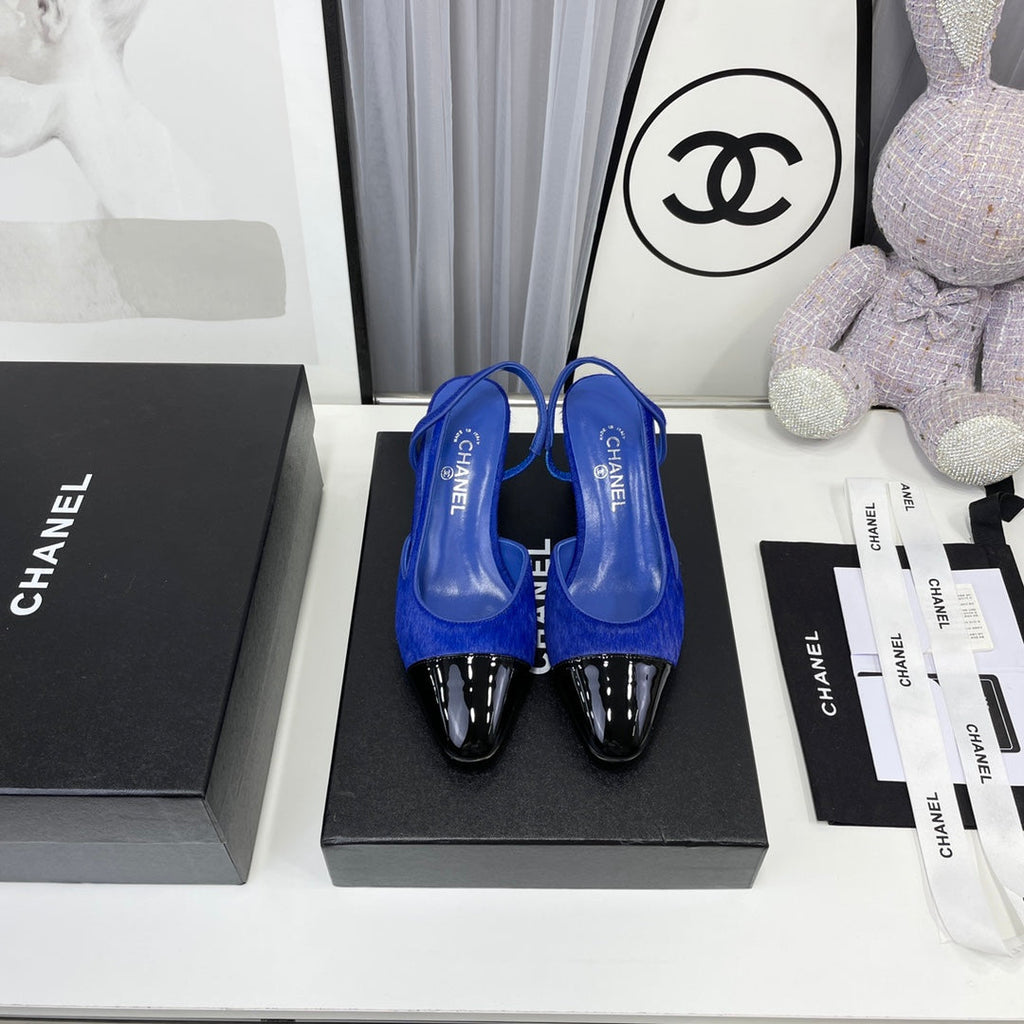 CC Slingback 60mm Dark Blue Lambskin And Horsehair