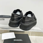 CC Low Sneaker Thick-Soled Black Rain Velvet Fabric