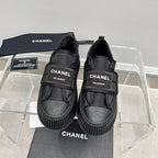 CC Low Sneaker Thick-Soled Black Rain Velvet Fabric