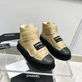 CC High Top Sneaker Thick-Soled Beige Rain Velvet Fabric
