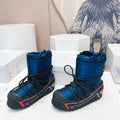 CD Snow Ankle Boots Dark Blue Cowhide Nylon Fabric 539660