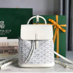 ALPIN MINI BACKPACK 21 IN WHITE LAMBSKIN AND GOYARDINE CANVAS