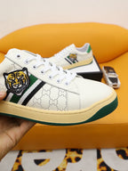 GG Men's Sneaker White Green Cowhide 522946