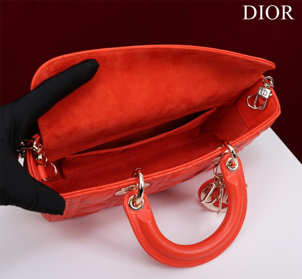 medium lady d-joy 26 red lambskin