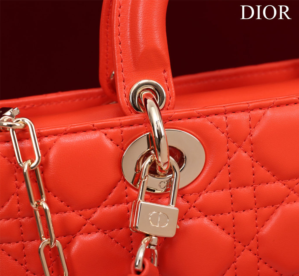 medium lady d-joy 26 red lambskin