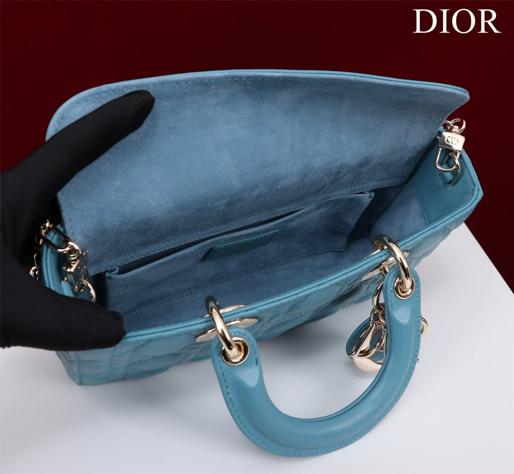 medium lady d-joy 26 cerulean lambskin