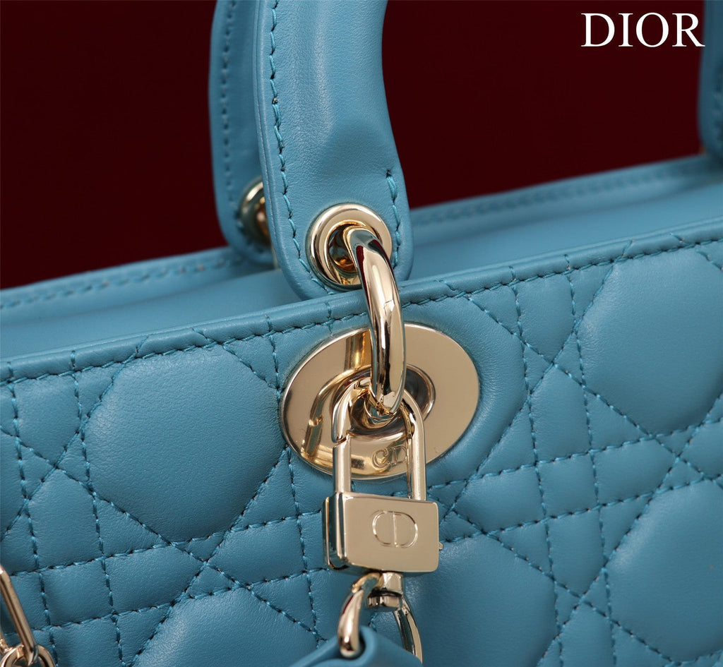 medium lady d-joy 26 cerulean lambskin