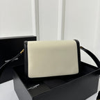 YSL Solferino Small Satchel Bag Black White Gold Calfskin 339413