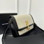 YSL Solferino Small Satchel Bag Black White Gold Calfskin 339413