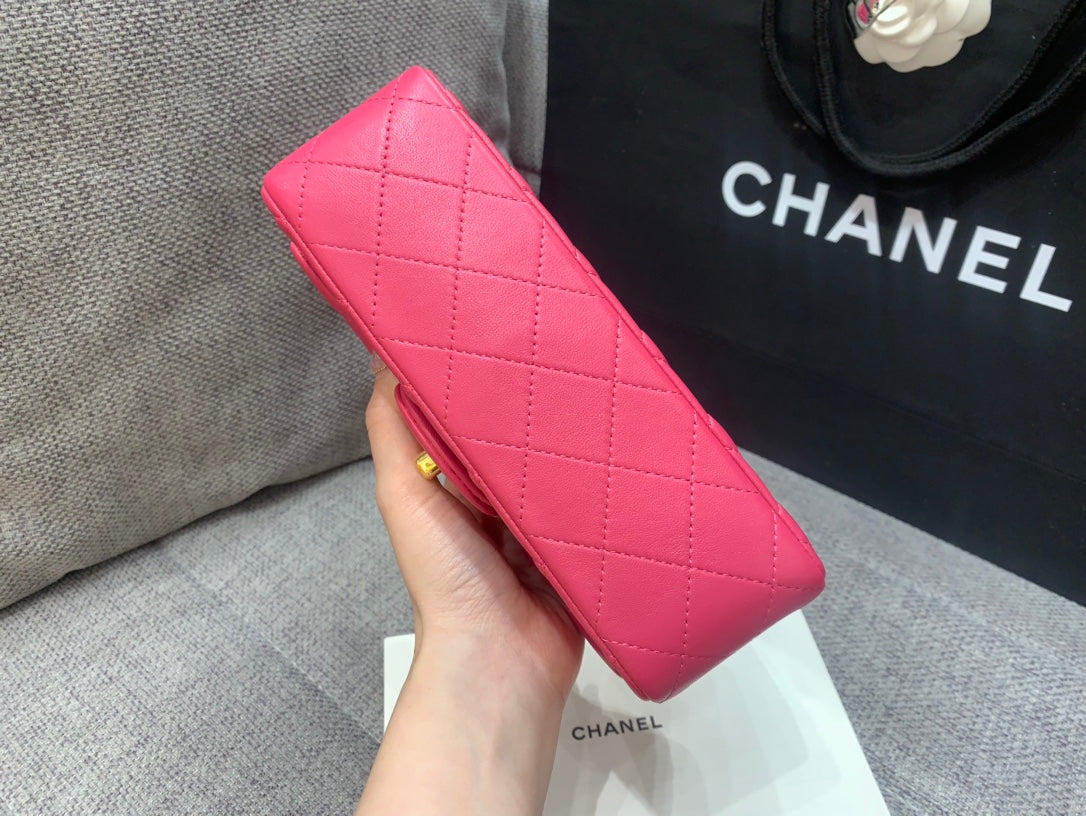 flap bag mini 20cm ruby red lambskin gold hardware