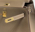 Hermes Kelly 25 Bag Etoupe Gold Epsom Leather 249823