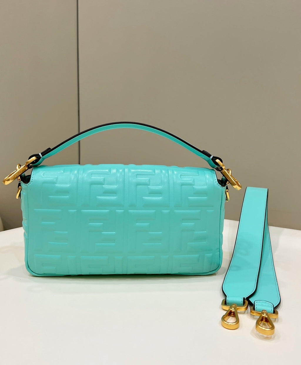 Baguette 27cm Tiffany Blue Lambskin Gold Hardware