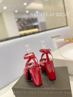 SL TRIBUTE FLATFORM SANDALS GLOSSY RED CALFSKIN