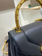 BVL Serpenti Reverse Top Handle 20cm Black Calfskin GHW 188564