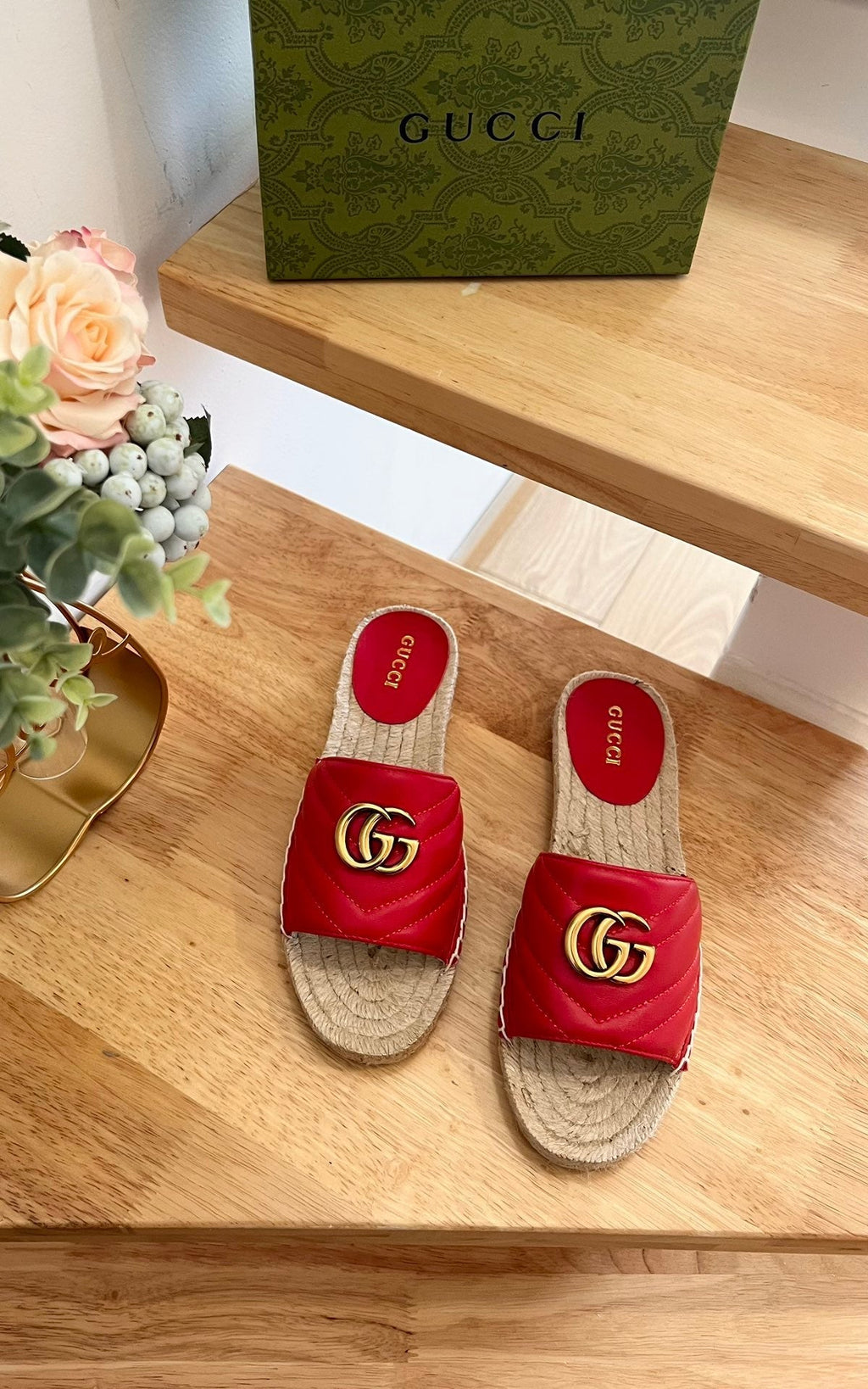 GG 26ss Slide Red Straw Sheepskin 692198