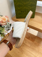 GG 26ss Slide White Straw Sheepskin 692199