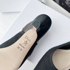 cd slingback pumps 65 black embroidered cotton