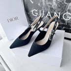 cd slingback pumps 65 black embroidered cotton