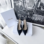 cd slingback pumps 65 black embroidered cotton