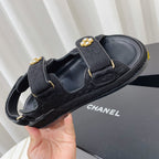 CC Dad Sandal Black Canvas Leather 742945