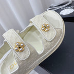 CC Dad Sandal Ivory Canvas Leather 742946