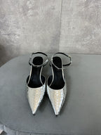 cl kitten with strap 45 platinum lizard stamped metalized calfskin