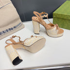 GG 105 HIGH HEEL SANDAL LIGHT BROWN STRAW