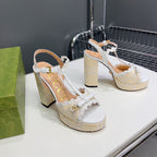 GG 105 HIGH HEEL SANDAL WHITE STRAW