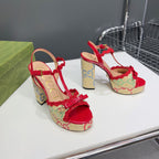 GG 105 HIGH HEEL SANDAL CRIMSON STRAW