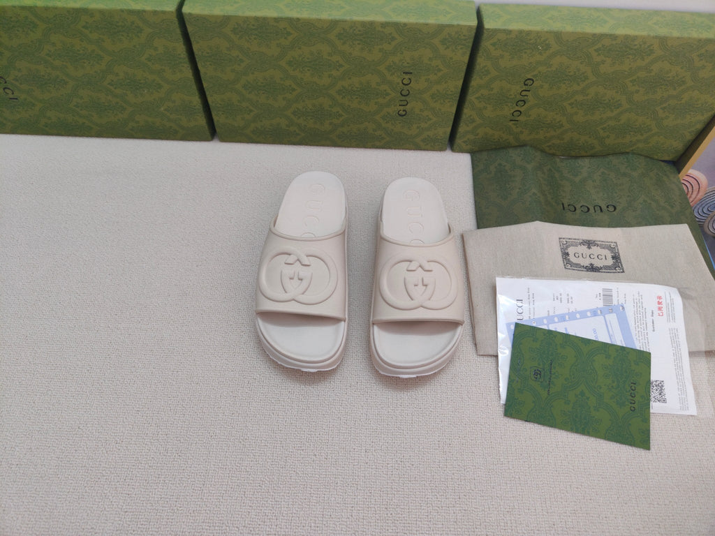 GG Lide Sandal With Interlocking White Rubber 788124
