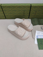 GG Lide Sandal With Interlocking White Rubber 788124