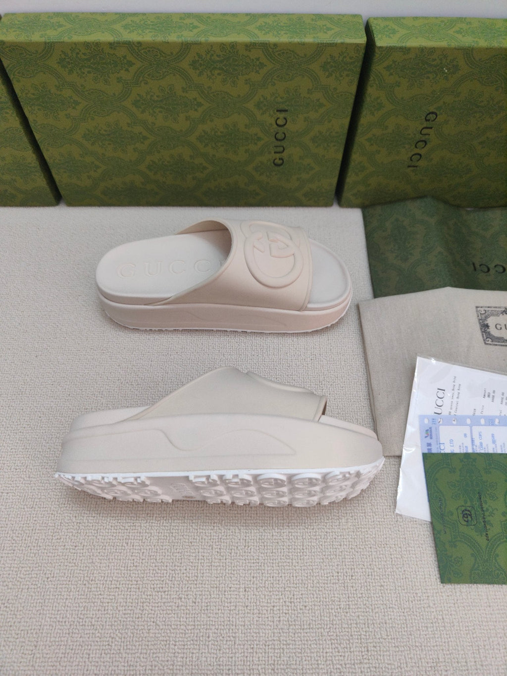 GG Lide Sandal With Interlocking White Rubber 788124