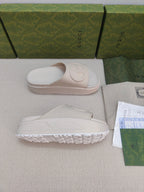 GG Lide Sandal With Interlocking White Rubber 788124