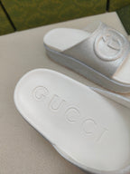 GG Lide Sandal With Interlocking Grey Glitter Rubber 788129