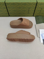 GG Lide Sandal With Interlocking Brown Rubber 788127