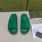 GG Lide Sandal With Interlocking Green Rubber 788123