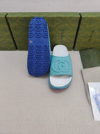 GG Lide Sandal With Interlocking Blue Rubber 788132