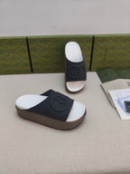 GG Lide Sandal With Interlocking Black Rubber 788131