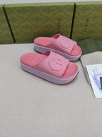GG Lide Sandal With Interlocking Pink Rubber 788133
