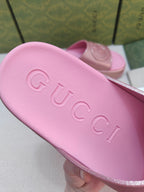 GG Lide Sandal With Interlocking Pink Glitter Rubber 788130